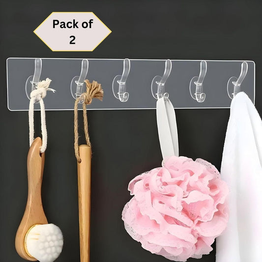 Wall Hanger Hooks for Cloth Hanger for Wall Strong Self Adhesive Magic Sticker for Kitchen Hangers and Hooks (Pack of 2)