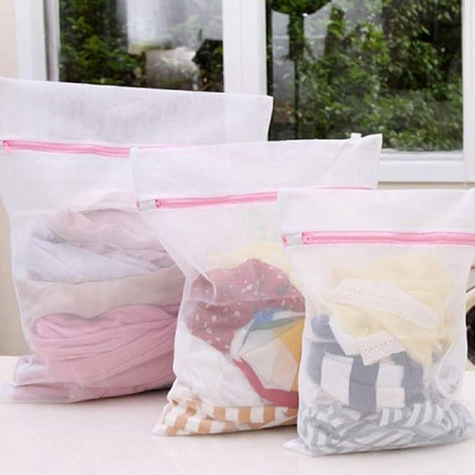 Mesh Net Zipped Laundry Bags (Pack of 3)